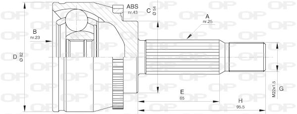OPEN PARTS Шарнирный комплект, приводной вал CVJ5601.10